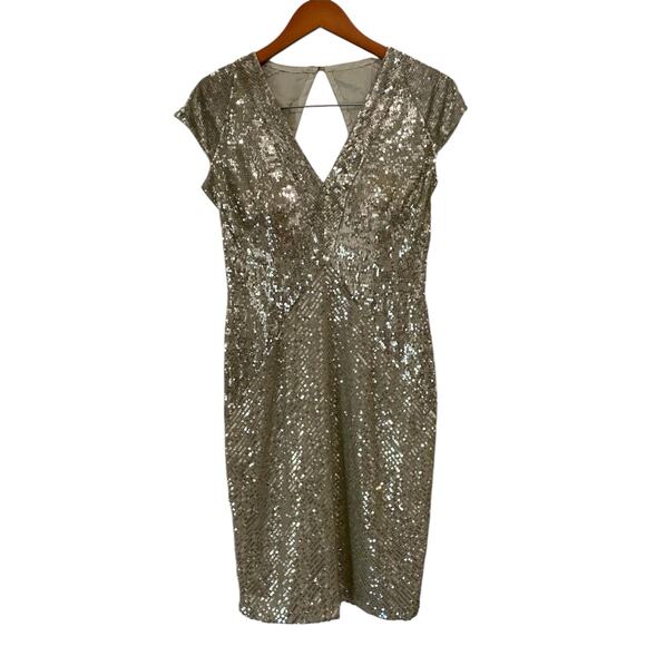 Escada Deienna Sequin Cocktail Dress US 6 100% Silk Open Back Formal Glam Party - Picture 15 of 16